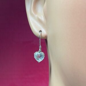 BBJ Sterling Silver heart shaped stone drop  earrings. 1 inch long